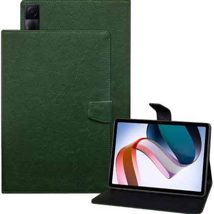 TGK Plain Design Leather Protective Cover with Viewing Stand Back Flip Stand Case Cover for Redmi Pad 10.61 inch Tablet with Precise Cutouts (Green)