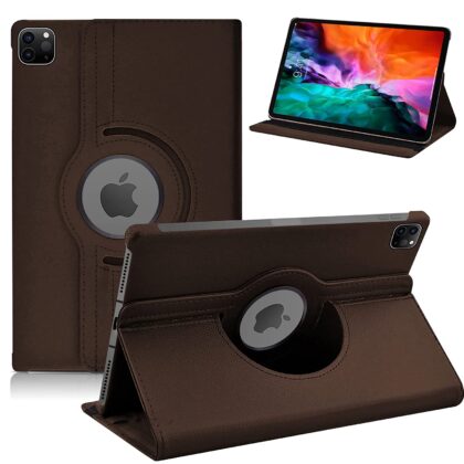 TGK 360 Degree Rotating Leather Smart Rotary Swivel Stand Case Cover for iPad Pro 12.9 inch 2020 Release 4th Generation (Model:A2229/A2069/A2232/A2233) (Brown)
