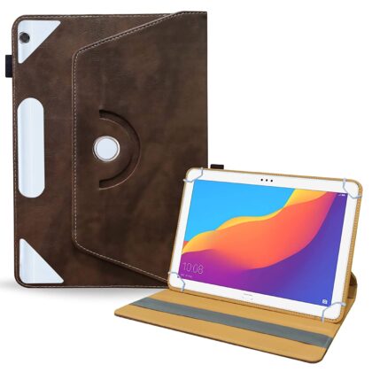 TGK Rotating Leather Flip Stand Case for Honor Pad 5 10.1 Tablet Cover (Dark Brown)