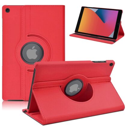 TGK 360 Degree Rotating Leather Smart Rotary Swivel Stand Case Cover for Apple iPad 10.2 Cover iPad 9th Generation Cover 2021 8th Gen 2020 7th Gen 2019 Generation Case (Red)