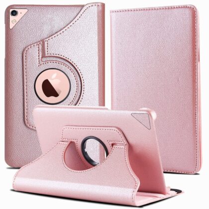 TGK 360 Degree Rotating Leather Auto Sleep Wake Function Smart Case Cover for iPad Pro 9.7 inch Cover (2016 Released) Model A1673 A1674 A1675 MLPX2HN/A MLPW2HN/A MLPY2HN/A MLYJ2HN/A (Rose Gold)