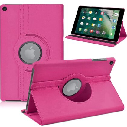 TGK 360 Degree Rotating Stand Magnetic Smart (Auto Sleep/Wake Function) Leather Flip Case Cover for iPad 9.7 inch Cover, iPad 5th Generation 2017 Model A1822 A1823 A1893 A1954 – Pink