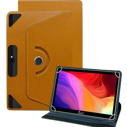 TGK Universal 360 Degree Rotating Leather Rotary Swivel Stand Case Cover for Wishtel IRA ZPAD 10.1 inch Tablet (Orange)
