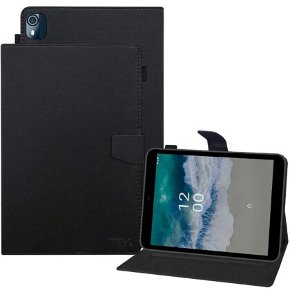 TGK Leather Flip Stand Case Cover for Nokia Tab T10 8 inch Tablet with Pencil Holder, Black
