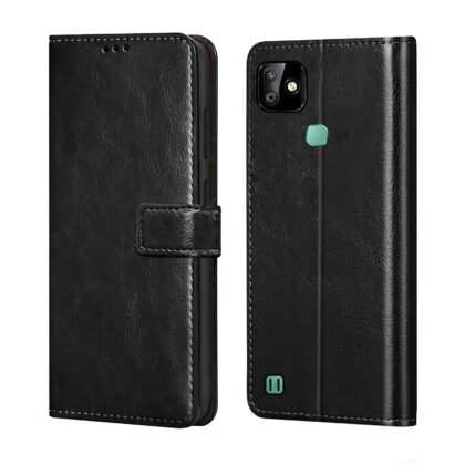 TGK 360 Degree Protection | Protective Design Leather Wallet Flip Cover with Card Holder | Photo Frame | Inner TPU Back Case Compatible for Infinix Smart HD 2021 (Black)