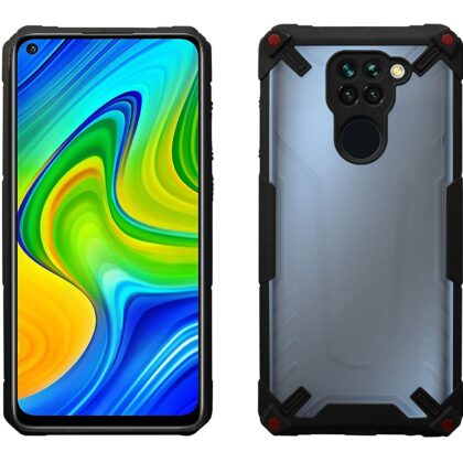 TGK Protective Hybrid Hard Pc with Shock Absorption Bumper Corners Back Case Cover Compatible for Redmi Note 9 (Black)