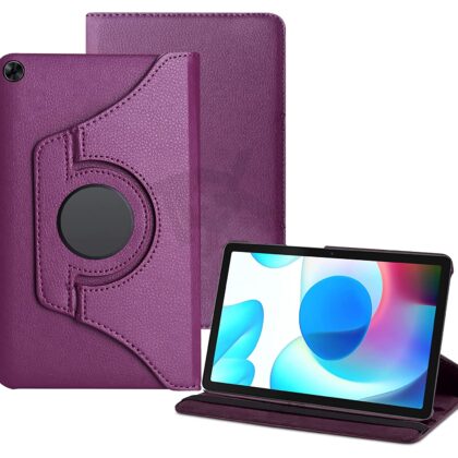TGK 360 Degree Rotating Leather Stand Case Cover for Realme Pad 10.4 inch (Purple)
