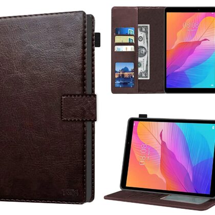 TGK Multi Protective Wallet Leather Flip Stand Case Cover for Huawei MatePad T8 LTE 8 inch, Chocolate Brown