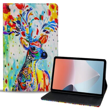 TGK Printed Classic Design with Viewing Stand Leather Flip Case Cover for Oppo Pad Air 10.36 inch Tablet with Precise Cutouts (Deer-Painting)