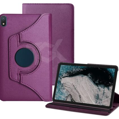 TGK 360 Degree Rotating Leather Smart Rotary Swivel Stand Case Cover for Nokia Tab T20 10.4 inch Tablet / Nokia Tab T20 10.36 inch Tablet [Model TA-1392 TA-1394 TA-1397] (Purple)