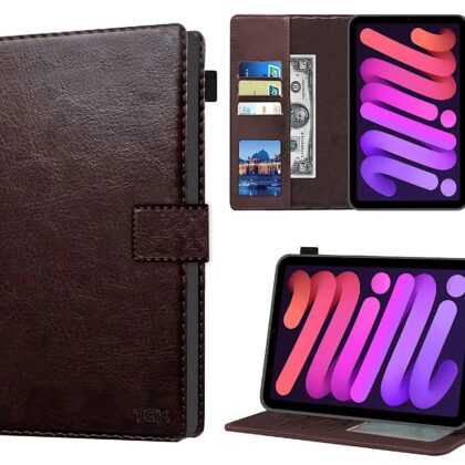 TGK Multi Protective Wallet Leather Flip Stand Case Cover for iPad Mini 6 (8.3 inch, 6th Gen) Chocolate Brown