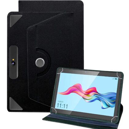 TGK Universal 360 Degree Rotating Leather Rotary Swivel Stand Cover for Swipe New Slate 2 Case 10.1 inch Tablet (Black)