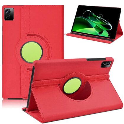 TGK 360 Degree Rotating Leather Smart Rotary Swivel Stand Case Cover for Realme Pad X 11 inch Tab (Red)