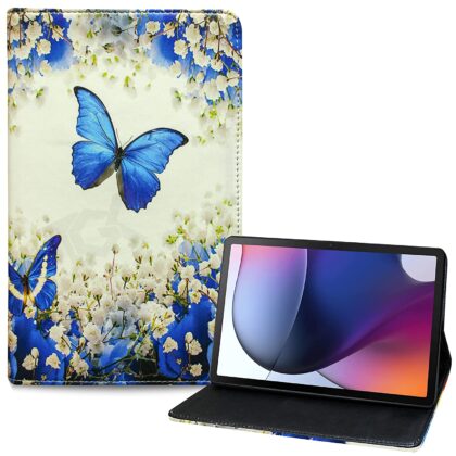 TGK Printed Classic Design with Viewing Stand Leather Flip Case Cover for Motorola Moto Tab G62 10.6 inch Tablet | Motorola Tab G62 with Precise Cutouts (Butterfly & Flowers)