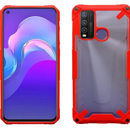 TGK Protective Hybrid Hard Pc with Shock Absorption Bumper Corners Back Case Cover Compatible for Vivo Y50 (Red)