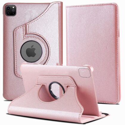 TGK 360 Degree Rotating Leather Smart Rotary Swivel Stand Case Cover for iPad Pro 11 inch Cover 2021/2020/2018 Release, iPad Pro 11 inch 2021 M1 3rd Gen (Rose Gold)
