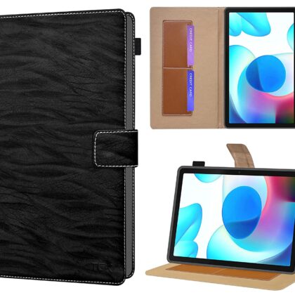 TGK Pattern Leather Stand Flip Case Cover for Realme Pad 10.4 inch Tablet, Black
