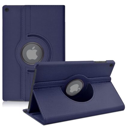 TGK 360 Degree Rotating Leather Smart Rotary Swivel Stand Case Cover for iPad 10.2 9th Generation 2021 (Dark Blue)