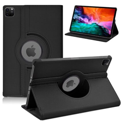 TGK 360 Degree Rotating Leather Smart Rotary Swivel Stand Case Cover for iPad Pro 12.9 inch 2020 Release 4th Generation (Model:A2229/A2069/A2232/A2233) (Black)
