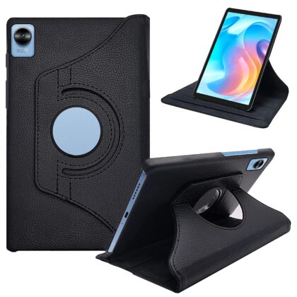 TGK 360 Degree Rotating Leather Stand Case Cover for Realme Pad Mini 8.68 inch Tablet (Black)