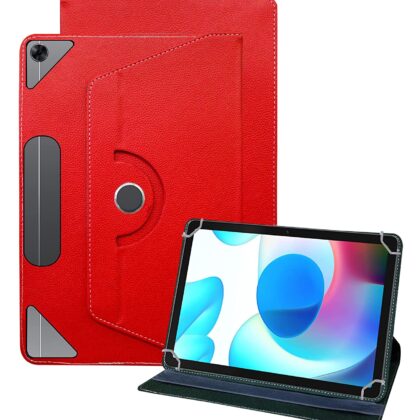 TGK Universal 360 Degree Rotating Leather Rotary Swivel Stand Case Cover for Realme Pad 10.4 inch Cover Model [RMP2102/ RMP21023] (Red)