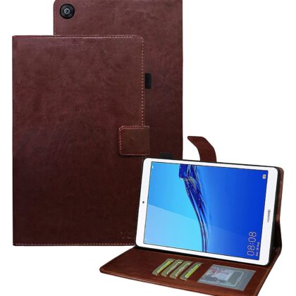 TGK Multi Protective Leather Case with Viewing Stand and Card Slots Flip Cover for Huawei MediaPad M5 Lite 8.0 Inch 2019 Release Tablet (Brown)