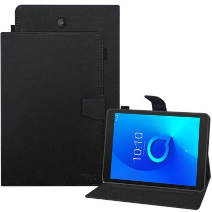 TGK Leather Flip Stand Case Cover for Alcatel 3T 8 inch Tablet with Stylus Holder, Black