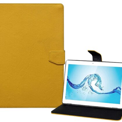 TGK Plain Design Leather Flip Stand Case Cover for Acer One 10 T8-129L Tablet 10.1 Inch (Yellow)