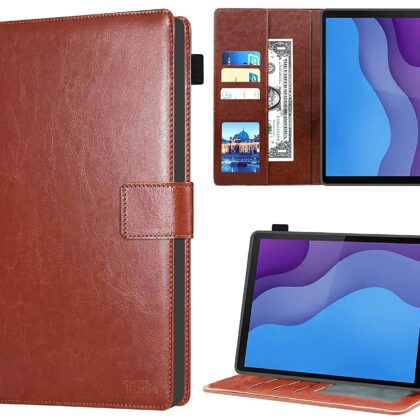 TGK Multi Protective Wallet Leather Flip Stand Case Cover for Lenovo Tab M10 HD 2nd Gen TB-X306X / Smart Tab M10 HD 2nd Gen TB-X306F, Brown