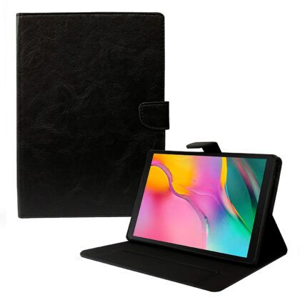 TGK Multipurpose Smart Stand Leather Flip Cover with Silicone Back Case for Samsung Galaxy Tab A 10.1 inch Tablet Cover Model SM-T510 (Wi-Fi) / SM-T515 (LTE) / SM-T517 2019 Release – Black
