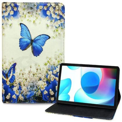 TGK Printed Classic Design Leather Stand Flip Case Cover for Realme Pad 10.4 inch (Butterfly & Flowers)
