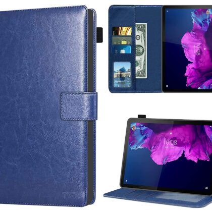 TGK Multi Protective Wallet Leather Flip Stand Case Cover for Lenovo Tab P11/P11 Plus 11 inch TB-J606F/J606X, Blue