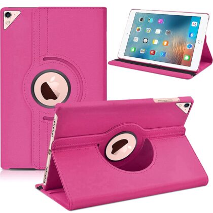 TGK 360 Degree Rotating Leather Auto Sleep Wake Function Smart Case Cover for iPad Pro 9.7 inch Cover (2016 Released) Model A1673 A1674 A1675 MLPX2HN/A MLPW2HN/A MLPY2HN/A MLYJ2HN/A (Pink)