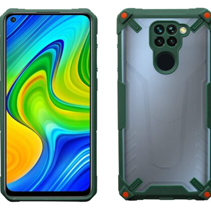 TGK Protective Hybrid Hard Pc with Shock Absorption Bumper Corners Back Case Cover Compatible for Redmi Note 9 (Dark Green)