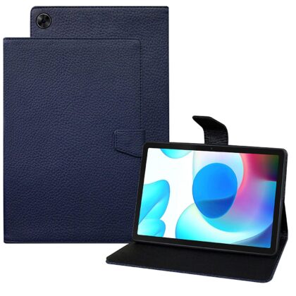 TGK Texture Leather Case with Viewing Stand Flip Cover for Realme Pad 10.4 inch Tablet [RMP2102/ RMP21023] Navy blue