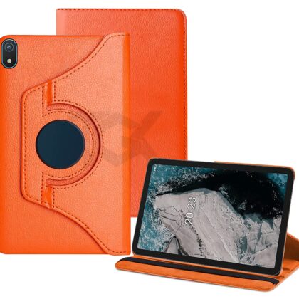 TGK 360 Degree Rotating Leather Smart Rotary Swivel Stand Case Cover for Nokia Tab T20 10.4 inch Tablet / Nokia T20 Tab 10.36 Inch 2021 [Model TA-1392 TA-1394 TA-1397] (Orange)