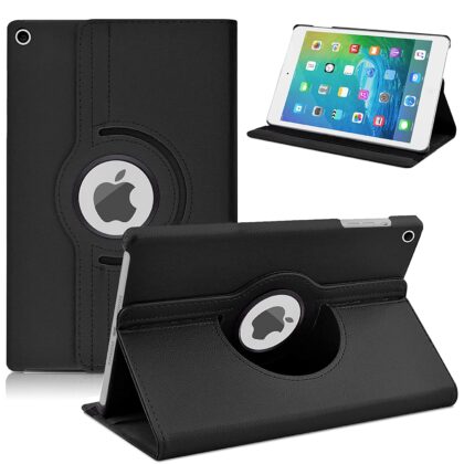 TGK 360 Degree Rotating Leather Smart Case Cover Stand for iPad Mini 2 Cover, Mini 3, Mini 1 (7.9 Inch) Model A1432 A1454 A1455 A1489 A1490 A1491 A1599 A1600 – Black