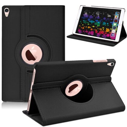 TGK 360 Degree Rotating Leather Auto Sleep Wake Function Smart Case Cover for iPad PRO 10.5 inch (2017) (A1701/A1709) (Black)