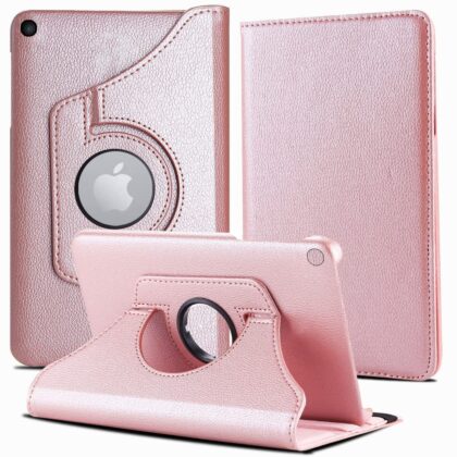 TGK 360 Degree Rotating Stand Magnetic Smart (Auto Sleep/Wake Function) Leather Flip Case Cover for iPad 9.7 inch Cover, iPad 6th Generation 2018 Model A1822 A1823 A1893 A1954 (Rose Gold)