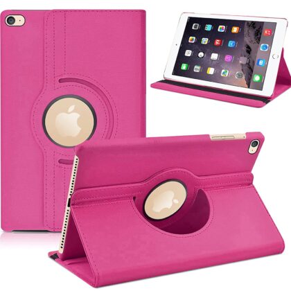 TGK 360 Degree Rotating Leather Auto Sleep Wake Function Smart Case Cover for iPad Air 2 Covers ipad 9.7 inch A1566, A1567 (2014 Launch) Pink