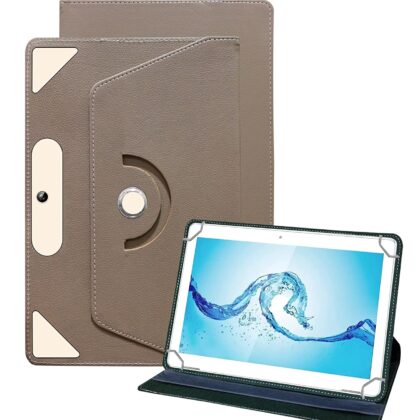 TGK Universal 360 Degree Rotating Leather Rotary Swivel Stand Case Cover for Acer One 10 T8-129L Tablet 10.1 Inch (Beige)