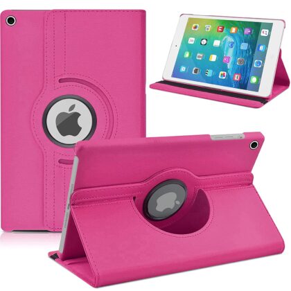 TGK 360 Degree Rotating Leather Smart Case Cover Stand for iPad Mini 2 Cover, Mini 3, Mini 1 (7.9 Inch) Model A1432 A1454 A1455 A1489 A1490 A1491 A1599 A1600 – Pink