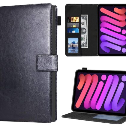 TGK Multi Protective Wallet Leather Flip Stand Case Cover for iPad Mini 6 (8.3 inch, 6th Gen) Black