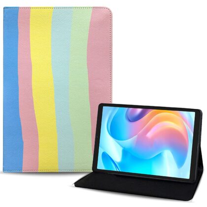TGK Printed Classic Design Leather Folio Flip Case with Viewing Stand Protective Cover for Realme Pad Mini 3 / Realme Pad Mini 4 8.68 inch Tablet (Rainbow Pattern_1)