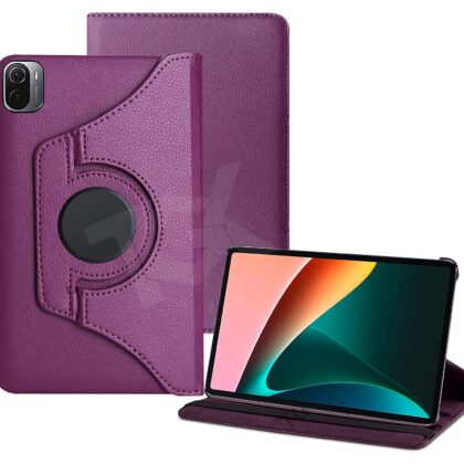 TGK 360 Degree Rotating Leather Smart Rotary Swivel Stand Case Cover for Xiaomi Mi Pad 5 11″ inch Tablet (Purple)