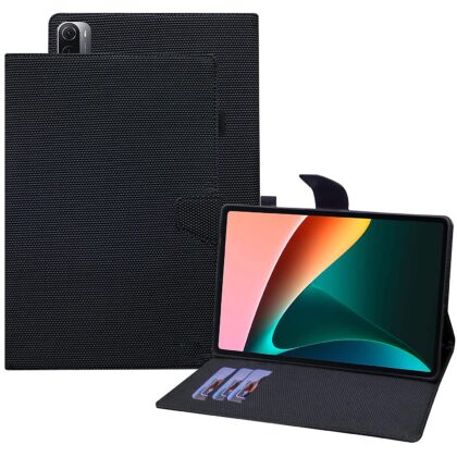 TGK Dotted Smart Leather Wallet Folio Stand Case with Pencil Holder Flip Cover Pouch For Xiaomi Mi Pad 5 11″ inch Tablet with Stylus Pen Holder (Black)