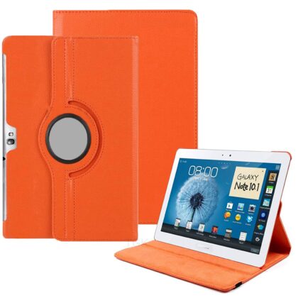 TGK 360 Degree Rotating Leather Smart Rotary Swivel Stand Case Cover for Samsung Galaxy Note 10.1 (2012 Edition) Tablet GT-N8000 GT-N8010 GT-N8020 GT-N800 GT-N8013 GT-N8005 (Orange)