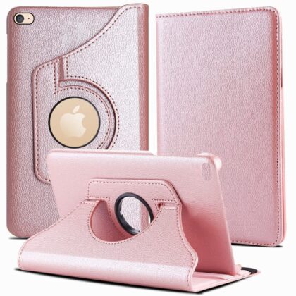 TGK 360 Degree Rotating Leather Auto Sleep Wake Function Smart Case Cover for iPad Air 2 Covers ipad 9.7 inch A1566, A1567 (2014 Launch) Rose Gold
