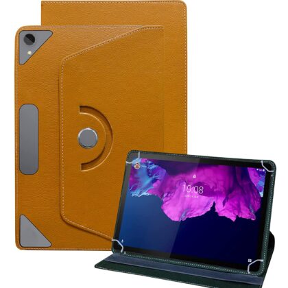 TGK Universal 360 Degree Rotating Leather Rotary Swivel Stand Case for Lenovo Tab P11 Cover 11 inch Tablet (Orange)