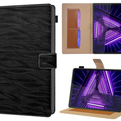 TGK Pattern Leather Stand Flip Case Cover for Lenovo Tab M10 FHD Plus Cover 1st & 2nd Gen 10.3 inch Tablet [Model TB-X606V / TB-X606F / TB-X606X] Black